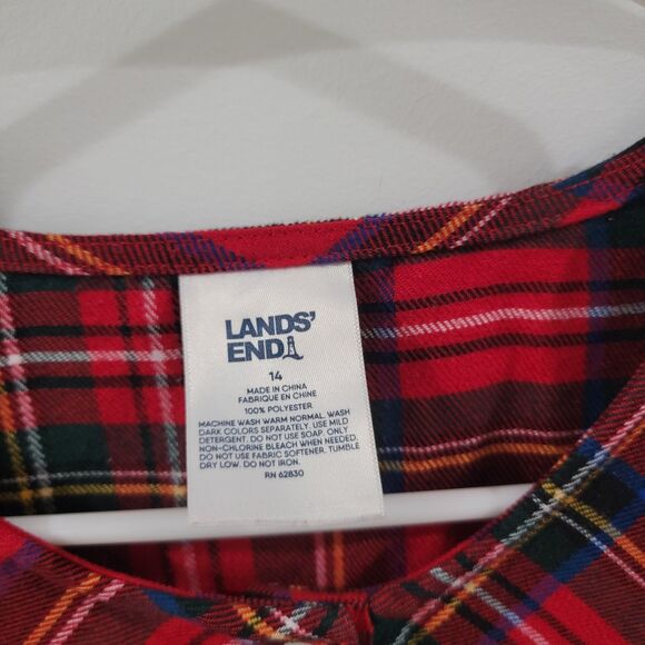 Lands' End Red Plaid Kids Pajama Nightgown - Picture 4 of 6